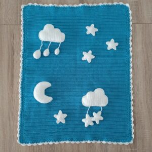 Mantita de nubes, lunas y estrellas 🌤️